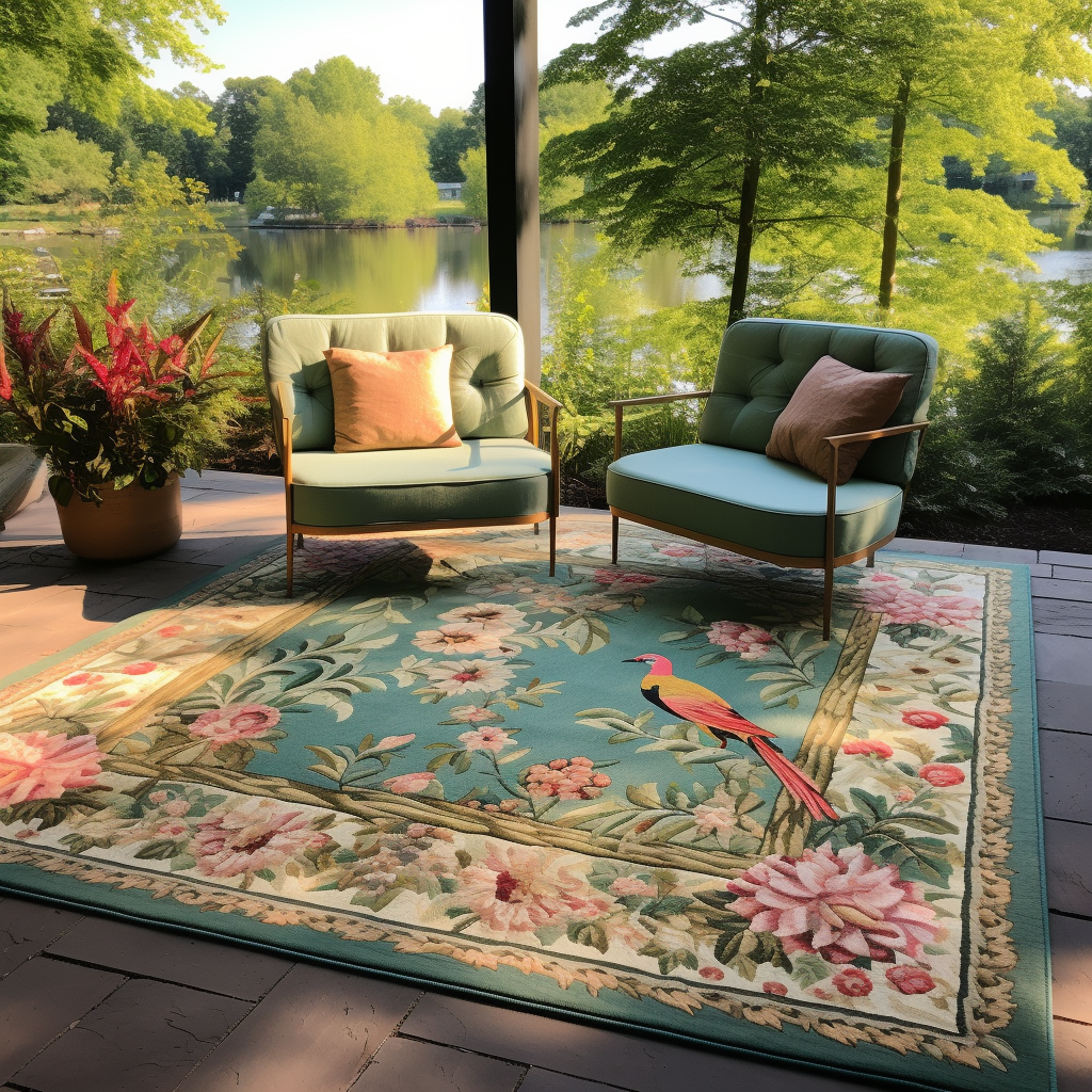 Bird Outdoor Rug Classic blossoming bird garden – Rocket Rugs